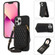 iPhone 13 Pro Rhombic Texture RFID Phone Case with Lanyard & Mirror - Black