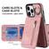 iPhone 13 Pro Retro Ring and Zipper RFID Card Slot Phone Case - Pink