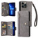 iPhone 13 Pro Rivet Buckle 9 Cards Three Fold Leather Phone Case  - Grey