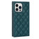 iPhone 13 Pro Grid Texture Lanyard Zipper Leather Phone Case - Green