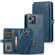 iPhone 13 Pro Strong Magnetic Detachable Horizontal Flip Leather Case with Card Slots & Wallet  - Blue
