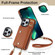 iPhone 13 Pro Zipper Card Bag Phone Case with Dual Lanyard - Brown