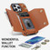 iPhone 13 Pro Zipper Card Bag Phone Case with Dual Lanyard - Brown