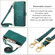 iPhone 13 Pro Geometric Zipper Wallet Side Buckle Leather Phone Case with Crossbody Lanyard - Green