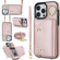 iPhone 13 Pro Zipper Card Bag Phone Case with Dual Lanyard - Rose Gold