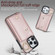 iPhone 13 Pro Zipper Card Bag Phone Case with Dual Lanyard - Rose Gold