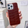 iPhone 13 Pro Nano Electroplating Crocodile Texture Genuine Leather Phone Case - Coffee Brown