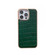 iPhone 13 Pro Nano Electroplating Crocodile Texture Genuine Leather Phone Case - Green