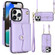 iPhone 13 Pro RFID Card Slot Phone Case with Long Lanyard - Purple