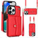 iPhone 13 Pro RFID Card Slot Phone Case with Long Lanyard - Red