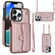 iPhone 13 Pro RFID Card Slot Phone Case with Long Lanyard - Rose Gold