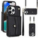 iPhone 13 Pro RFID Card Slot Phone Case with Long Lanyard - Black