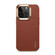 iPhone 13 Pro Denior Cowhide Leather Plating Phone Case - Brown
