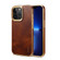 iPhone 13 Pro Denior Oil Wax Cowhide Plating Phone Case - Brown