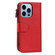 iPhone 13 Pro Microfiber Zipper Horizontal Flip Leather Case with Holder & Card Slots & Wallet  - Red