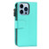 iPhone 13 Pro Microfiber Zipper Horizontal Flip Leather Case with Holder & Card Slots & Wallet  - Mint Green