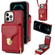 iPhone 13 Pro Zipper Hardware Card Wallet Phone Case - Red
