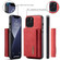 iPhone 13 Pro DG.MING M1 Series 3-Fold Multi Card Wallet Shockproof Case with Holder Function  - Red