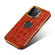 iPhone 13 Pro Denior Crocodile Texture Genuine Leather Electroplating Phone Case - Mocha Brown