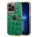 iPhone 13 Pro Denior Crocodile Texture Genuine Leather Electroplating Phone Case - Green