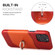 iPhone 13 Pro Fierre Shann Oil Wax Texture Genuine Leather Back Cover Case with 360 Degree Rotation Holder & Card Slot  - Red