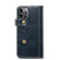 iPhone 13 Pro Denior Oil Wax Cowhide DK Magnetic Button Leather Phone Case - Dark Blue