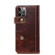 iPhone 13 Pro Denior Oil Wax Cowhide DK Magnetic Button Leather Phone Case - Brown