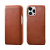 iPhone 13 Pro ICARER First Layer Cowhide Horizontal Flip Phone Case  - Brown