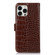 iPhone 13 Pro Crocodile Top Layer Cowhide Leather Phone Case  - Brown