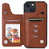 iPhone 13 Solid Color Double Buckle Zipper Shockproof Phone Case - Brown