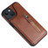 iPhone 13 Solid Color Double Buckle Zipper Shockproof Phone Case - Brown
