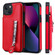 iPhone 13 Solid Color Double Buckle Zipper Shockproof Phone Case - Red