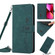 iPhone 13 Skin Feel Heart Pattern Leather Phone Case With Lanyard - Green