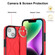 iPhone 13 Non-slip Full Coverage Ring PU Phone Case with Wristband - Red