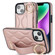 iPhone 13 Non-slip Full Coverage Ring PU Phone Case with Wristband - Rose Gold