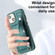 iPhone 13 Shockproof Leather Phone Case with Wrist Strap - Green