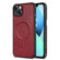 iPhone 13 Crazy Horse Cowhide Leather Magnetic Phone Case - Red