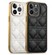 iPhone 13 Suteni Electroplated Rattan Grid Leather Soft TPU Phone Case - Black