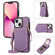 iPhone 13 Rhombic Texture RFID Phone Case with Lanyard & Mirror - Purple