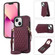 iPhone 13 Rhombic Texture RFID Phone Case with Lanyard & Mirror - Wine Red