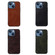 iPhone 13 Genuine Leather Double Color Crazy Horse Phone Case - Black