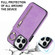 iPhone 13 Retro Ring and Zipper RFID Card Slot Phone Case - Purple