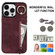 iPhone 13 Retro Ring and Zipper RFID Card Slot Phone Case - Wine Red
