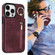 iPhone 13 Retro Ring and Zipper RFID Card Slot Phone Case - Wine Red