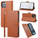 iPhone 13 Plain Weave Cowhide Genuine Leather Phone Case - Brown