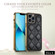 iPhone 13 D03 Grid PU Leather Electroplated Phone Case - Black
