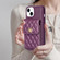 iPhone 13 Vertical Metal Buckle Wallet Rhombic Leather Phone Case - Dark Purple