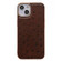 iPhone 13 Genuine Leather Ostrich Texture Nano Case - Coffee