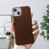 iPhone 13 Genuine Leather Ostrich Texture Nano Case - Coffee