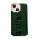 iPhone 13 Genuine Leather Pinshang Series Nano Electroplating Phone Case - Green